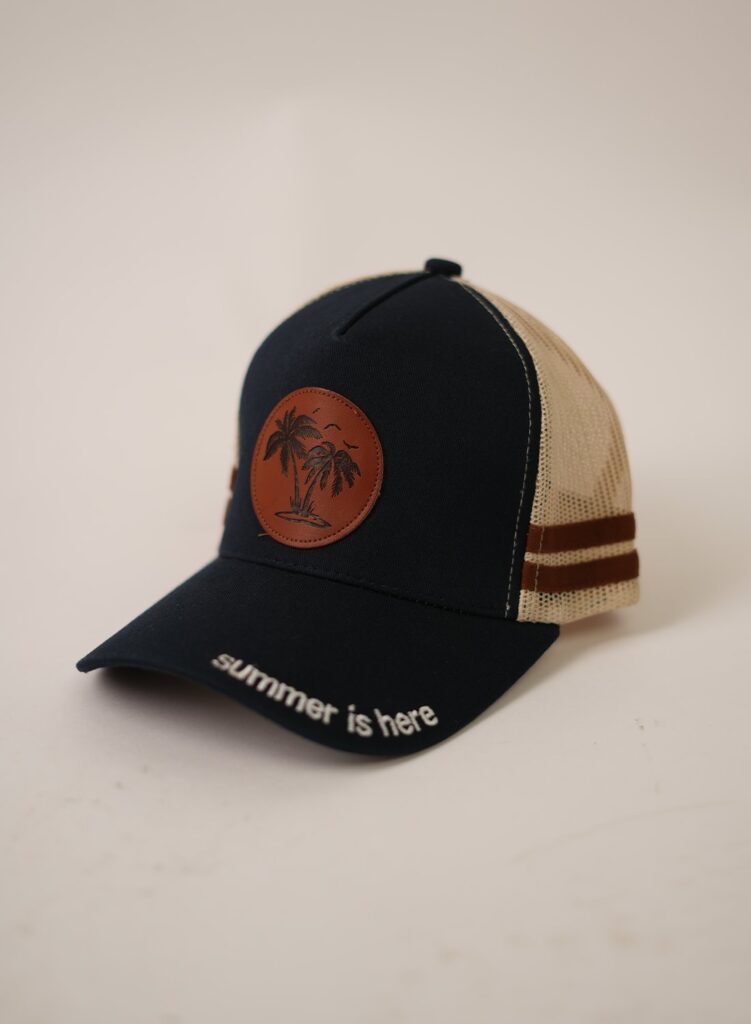 Palm Tree Black and Beige Trucker Cap - view 2